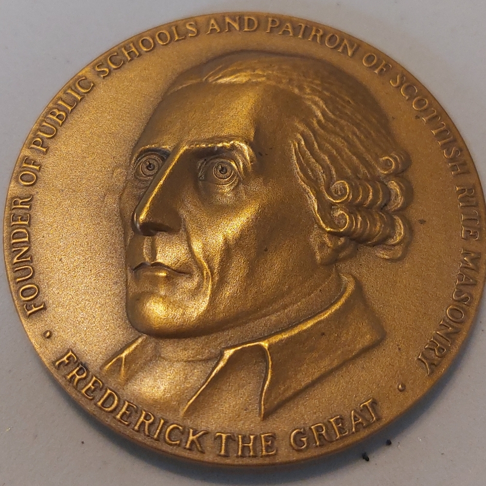 Vintage Masonic Bronze Metal of Fredrick The Great